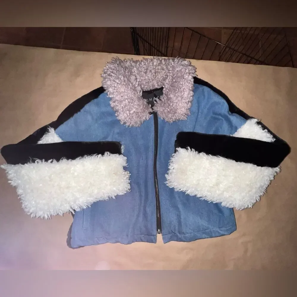 SHACI Denim & Faux Fur Patchwork Jacket size 1X Like New